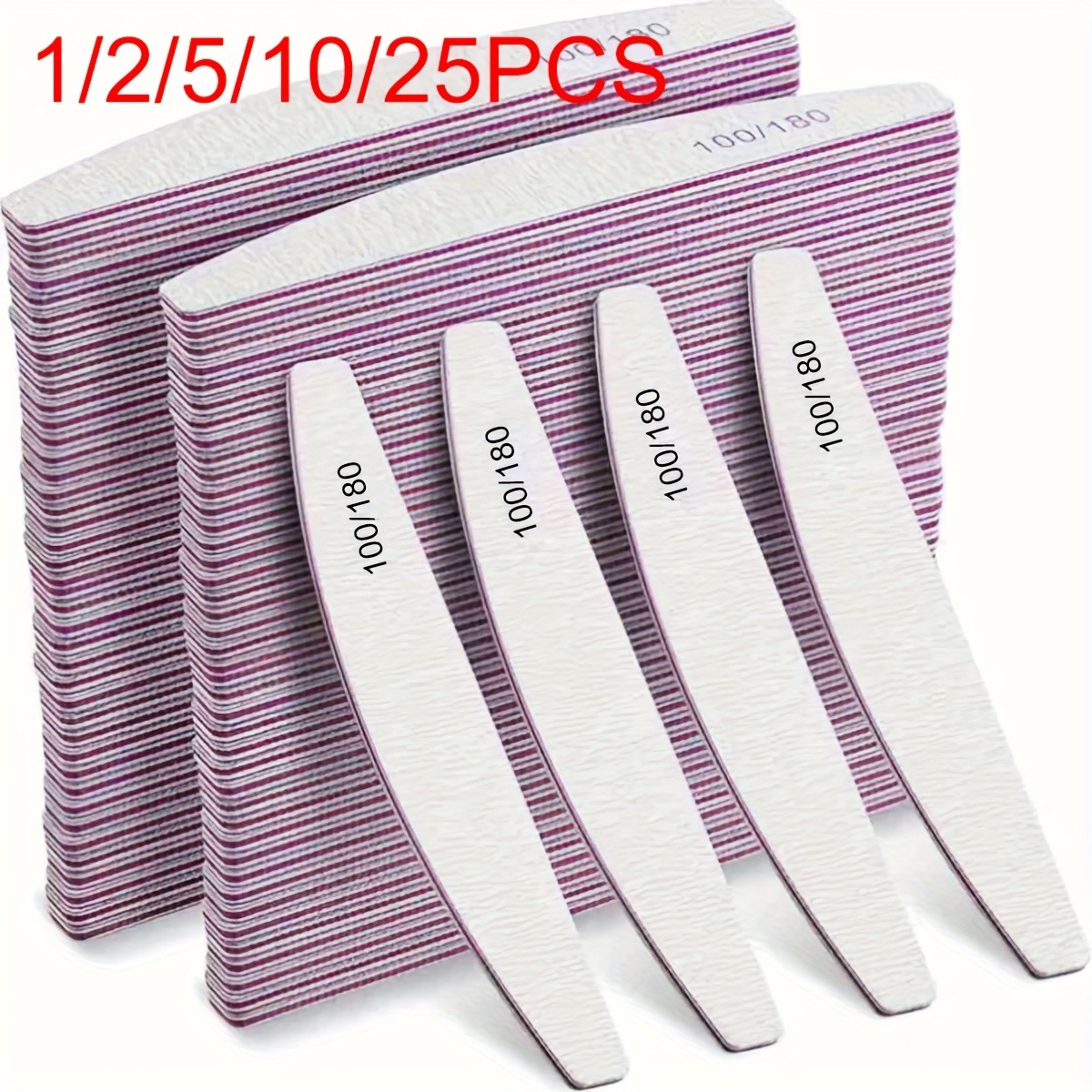 Nail File Titanium - Half Moon 1/2/5/10/25/50Pcs Professional Nail File