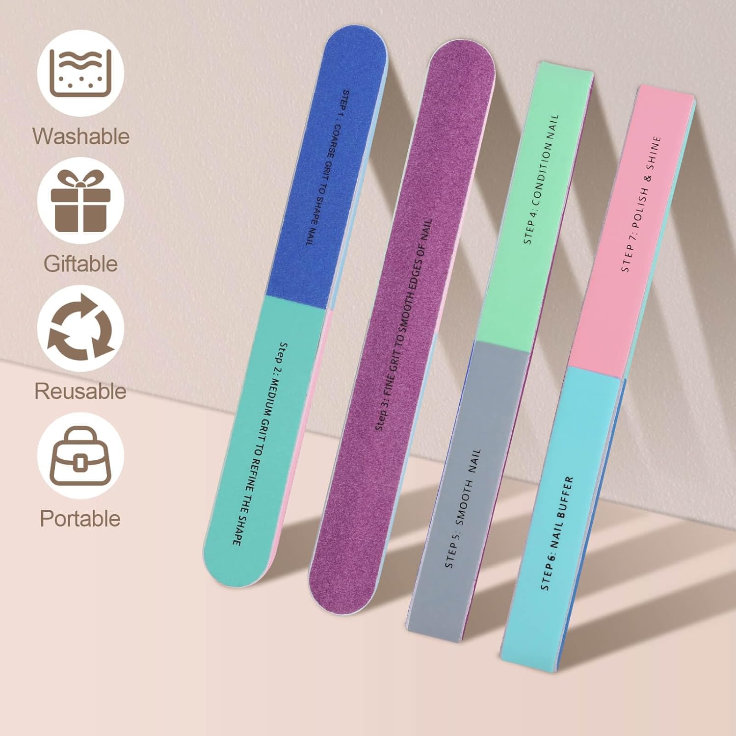1/5Pcs Nail File Seven Sided P - Nail File Titanium 评论和价格