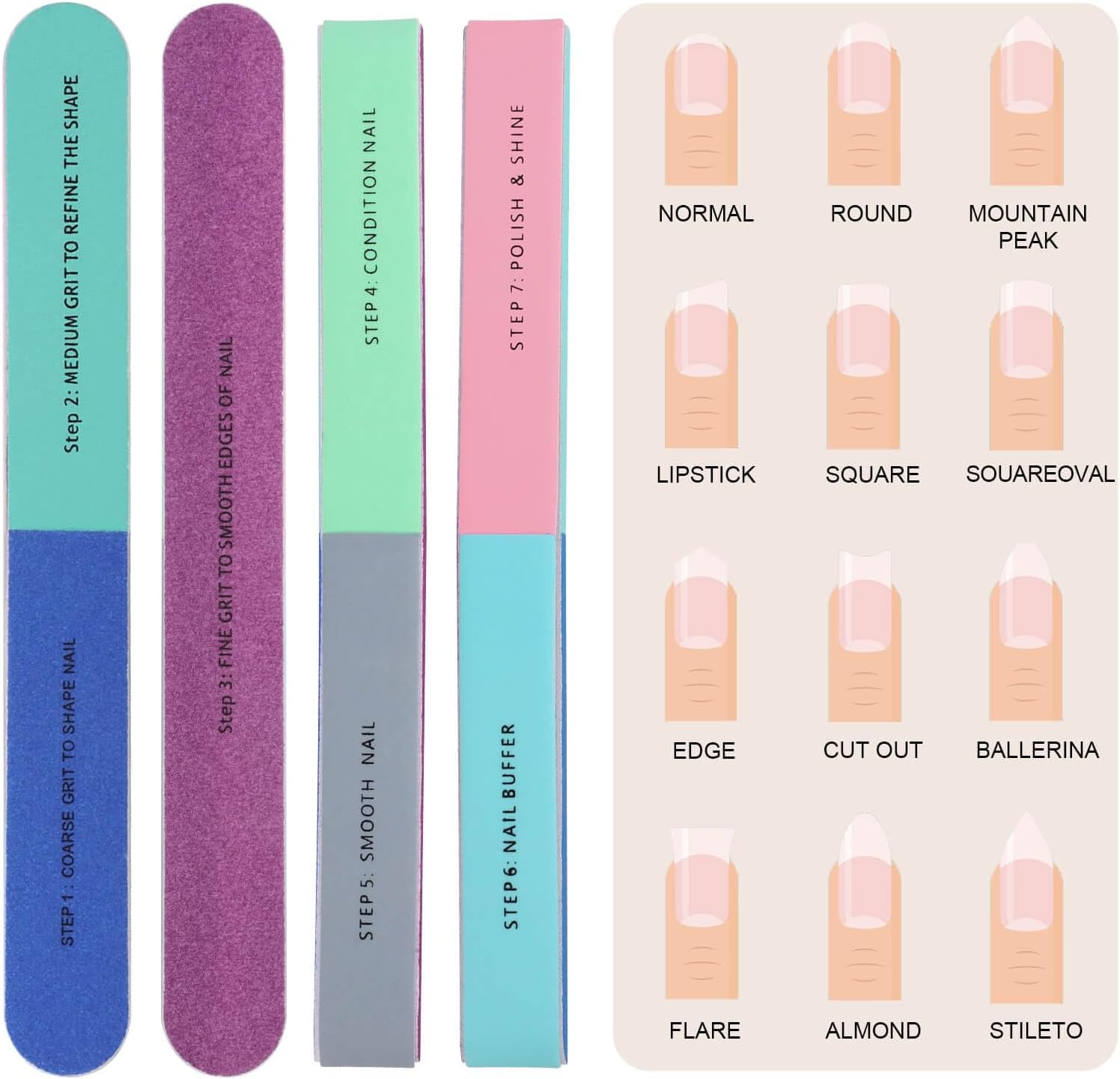 1/5Pcs Nail File Seven Sided P - Nail File Titanium 评论和价格